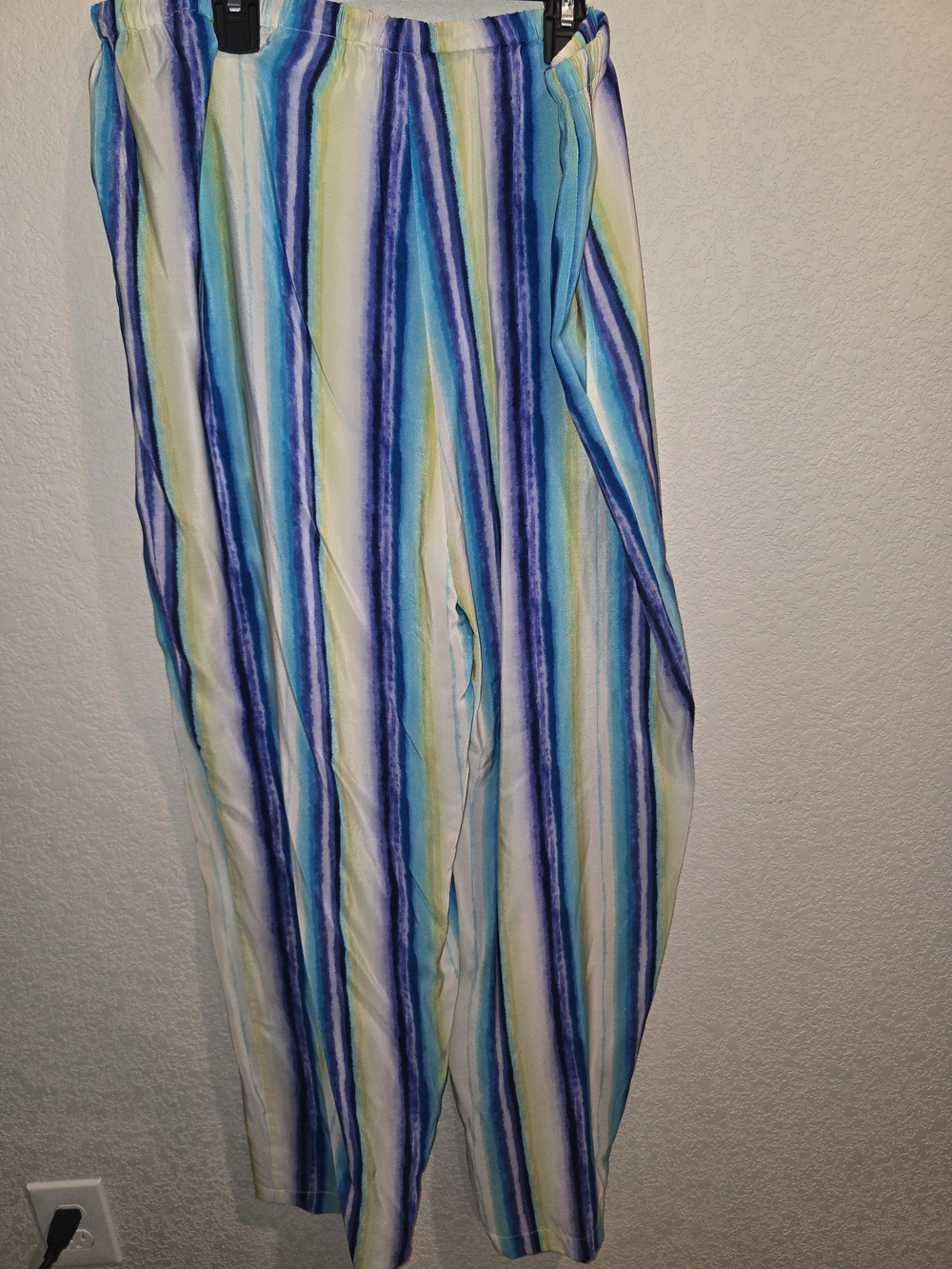 Vintage Amanda Smith 100% Pure Silk Striped Elastic Waist Lounge Pants - Picture 3 of 3